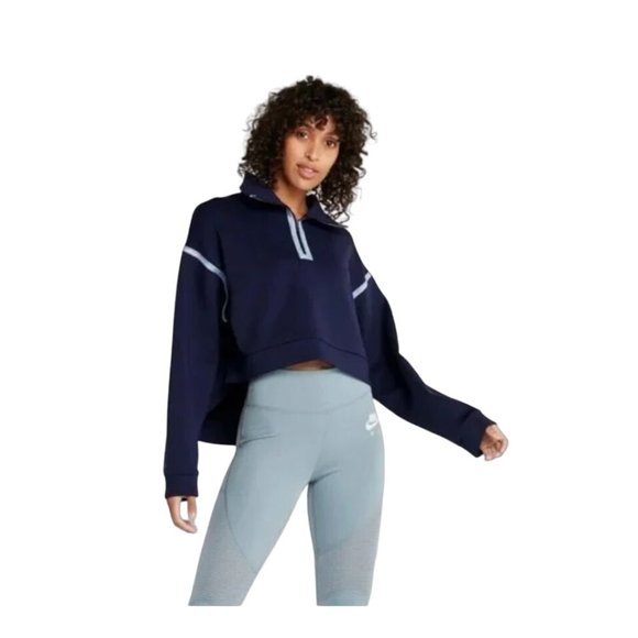 Nike Tops - Nike Womens Tech Pack 1/4-zip Fleece Training Pullover Blackened Blue M